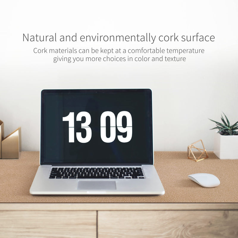 RENMTURE Dual-Sided Desk Pad,Natural Cork & PU Leather Large Mouse mats for Office and Home Work,Desk Protector Non-Slip (36"x17",Dark Green+Cork ) Dark Green