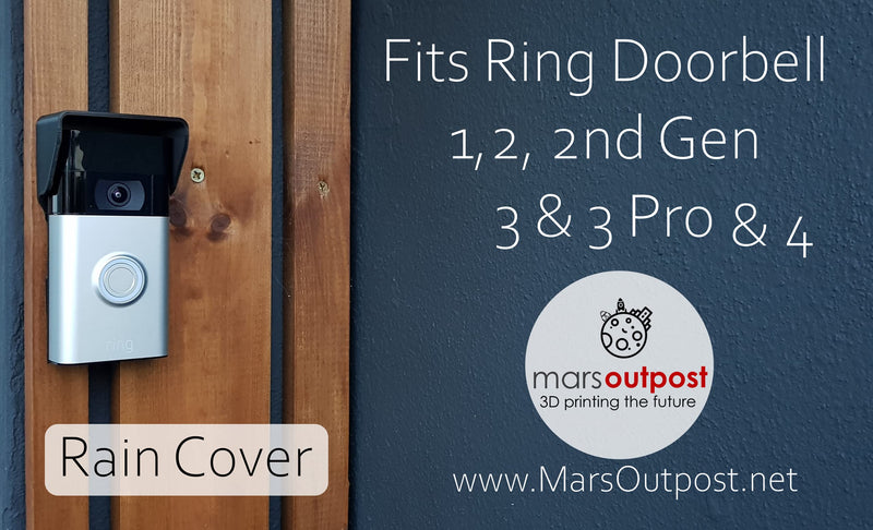 RingDoorbell 1/2/3/4 2nd Gen & 3 Plus Rain Sun Cover Hood Weather Shield Glare Protector No Drilling Needed, Black