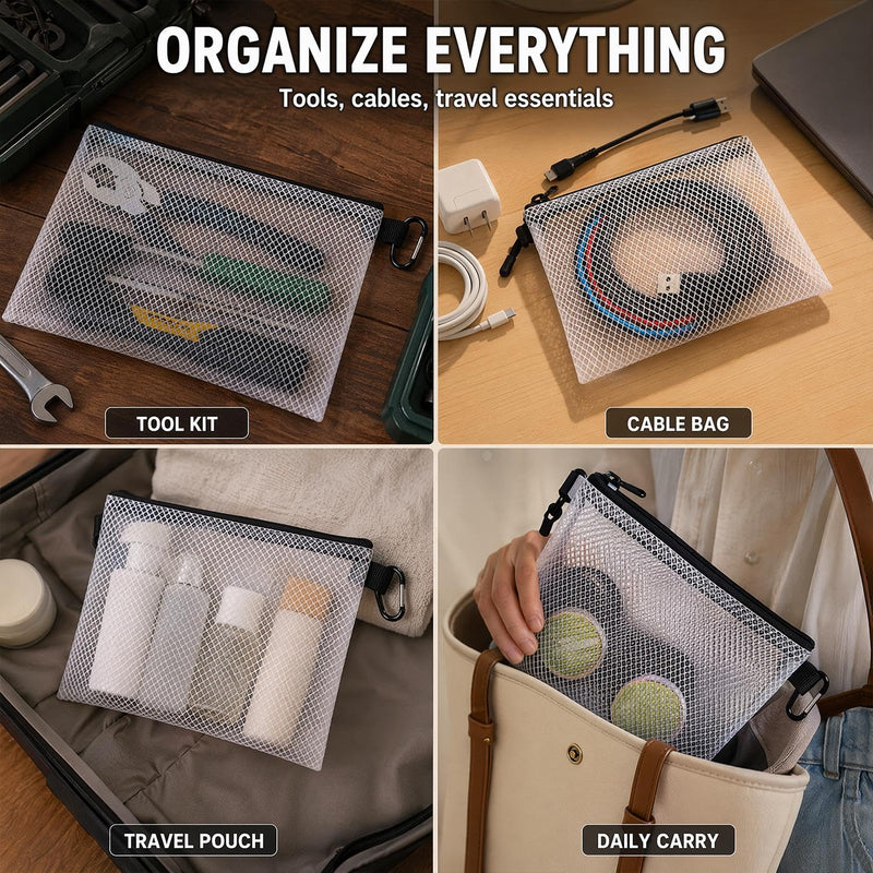 1Pcs Air Production Multi-Size Clear Zipper Pouch, Cable Organizer Small | Travel Gear Bag for Electronics, Camera Accessories, Tool Pouch & Small Tech Storage