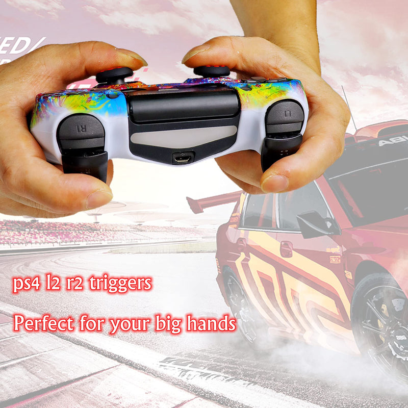 Silicone Skin for Ps4 Controller, 2pcs Anti-Slip Shell Cover Case with 10 Joystick Grips, 2 Pairs L2 R2, 4pcs Led Light Bar Skin for Playsation 4/ Slim/Pro Dualshock 4 Controller Wireless Gamepad PS4 controller #4
