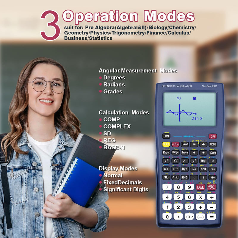 Graphing Scientific Calculators GUYUCOM 36X Pro Office Calculators for High School with 360 Functions Financial Calculator Desktop Multi-Line 13 Digit 3-in Display School Supplies for Student Teacher