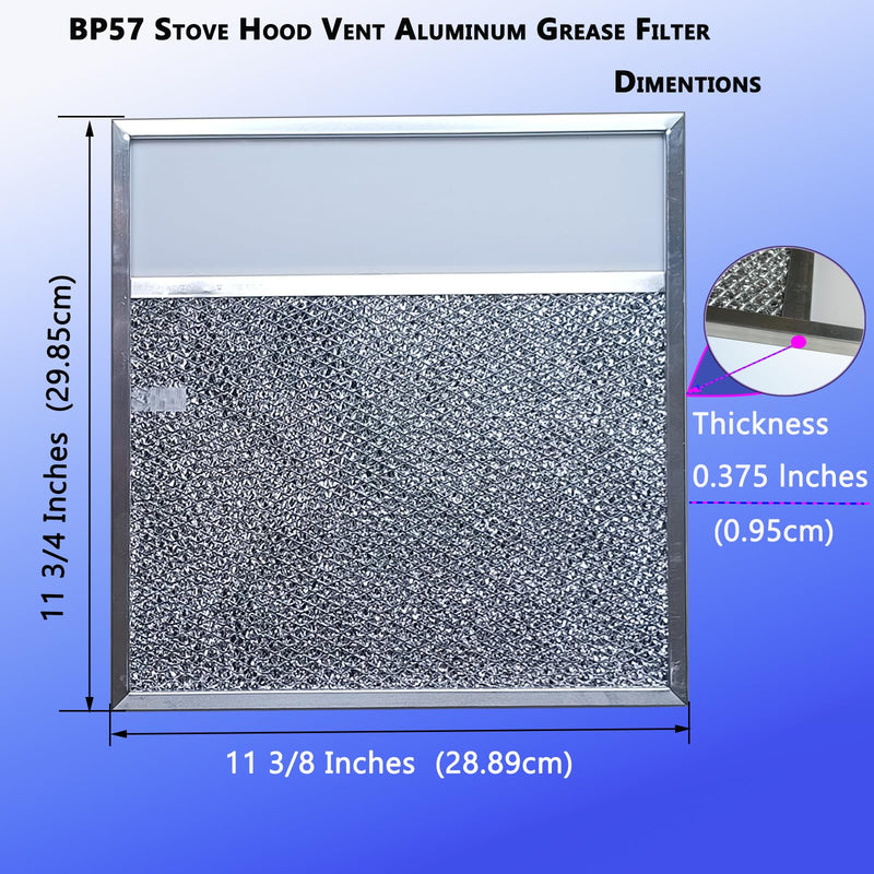 BP57 Stove Hood Vent Filter for 43000 Series Br-oan Range Hood Filters with Light Lens 11 3/8" x 11 3/4" The Kitchen Exhaust Carbon Fan filter It's fit for Nut-one Grease Filter Replacement(1-Pack)