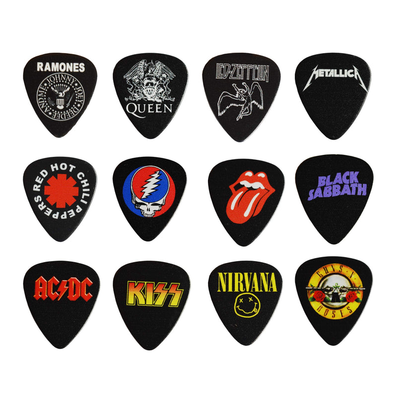 12 x Classic Albums Guitar Pick Set. Guitar Plectrums For Every Guitarist. Double Sided Printing. Picks Sized 0.46, 0.71, 0.81, 0.88, 0.96 And 1.2 mm Included (black) Set 3