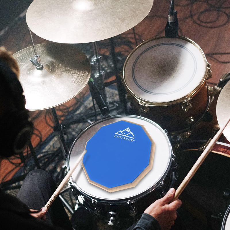 EASTROCK 8 Inches Practice Drum Pad, Double Sided Drum Pad, Silicone Dumb Drum for Beginners,Blue blue 8 inches