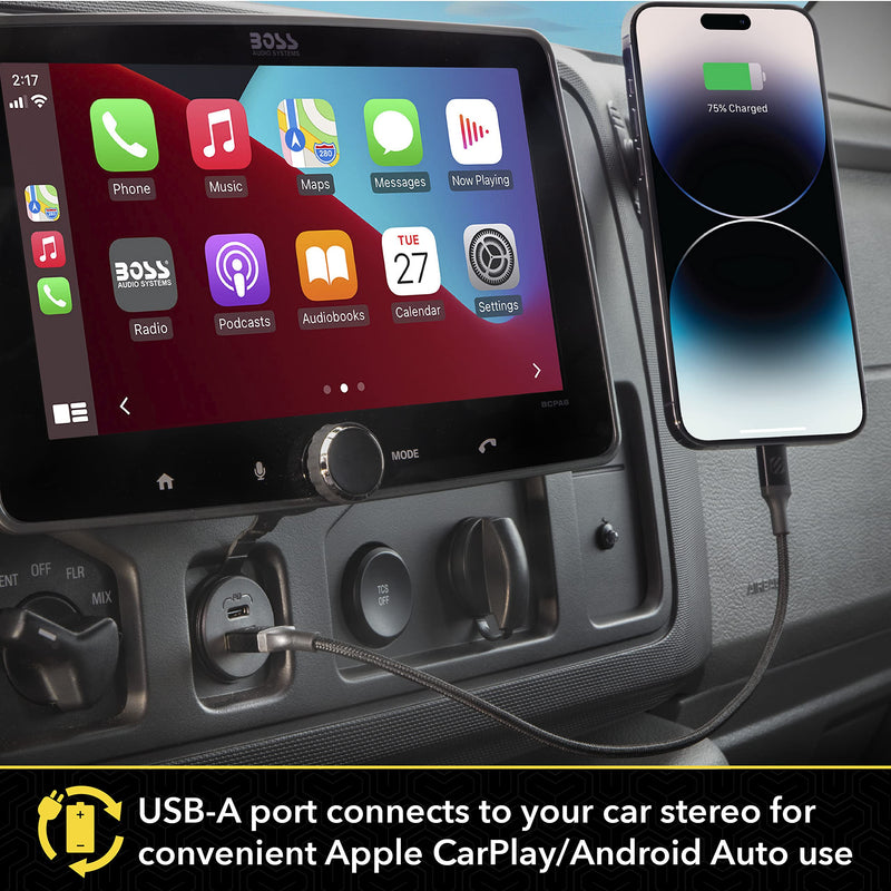 Scosche PowerVolt Dash Port 27W USB-C Car Charger with Data Pass-Through | USB Relocator for Apple CarPlay & Android Auto with 27W USB-C Charging and USB-A Port for Data Pass-Through Only 27W USB-C + USB-A Passthrough Dual Port