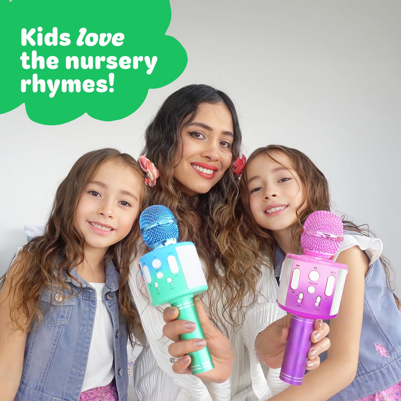 Move2Play, Kids Karaoke Microphone | Includes Pre-Loaded Songs & Bluetooth | Kids Birthday Party Gift | Toy for All Ages 2, 3, 4, 5, 6+ Year Old Girls, Boys & Toddlers Blue/Green