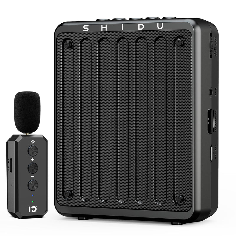 [AUSTRALIA] - SHIDU 20W Voice Amplifier Wireless Lavalier Microphone Bluetooth Voice Amplifier for Teachers Portable Microphone with Speaker for Classroom,Speech, Meeting,Yoga,Outdoors Black 