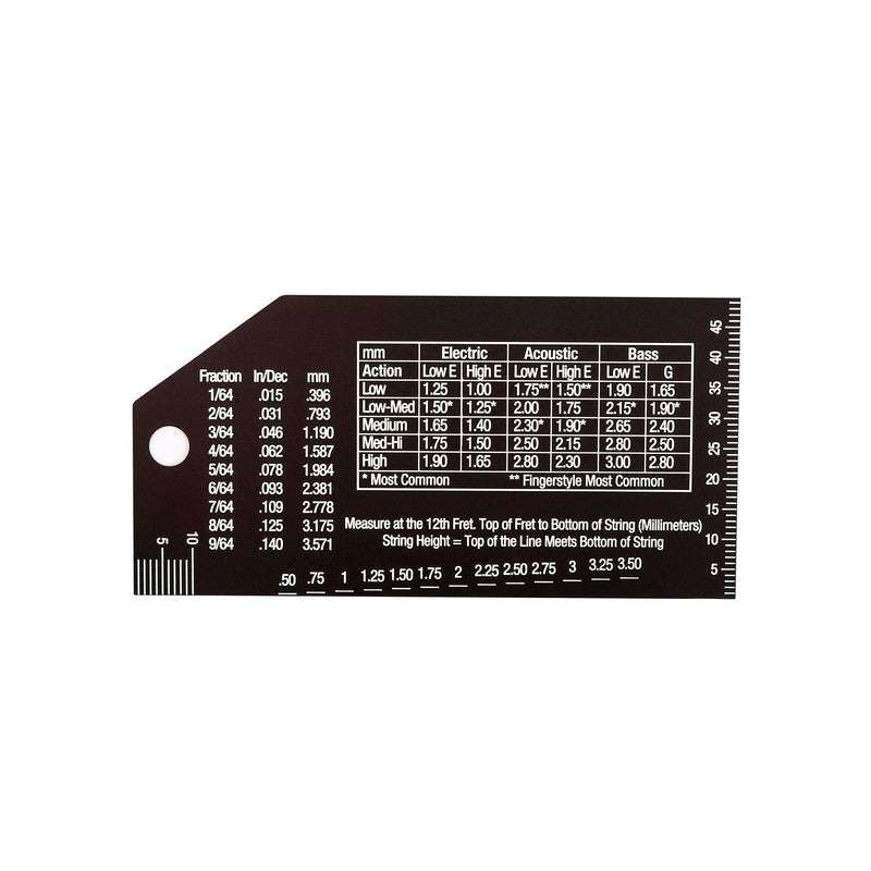 MusicNomad Precision String Action Gauge Ruler for String Height- Metric, SAE, 64ths (MN602)