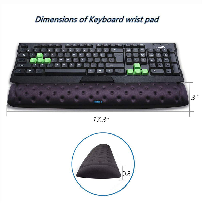 BRILA Memory Foam Mouse & Keyboard Wrist Rest Support Pad Cushion Set for Computer, Laptop, Office Work, PC Gaming - Massage Holes Design - Easy Typing Wrist Pain Relief (Black) Black Bundle