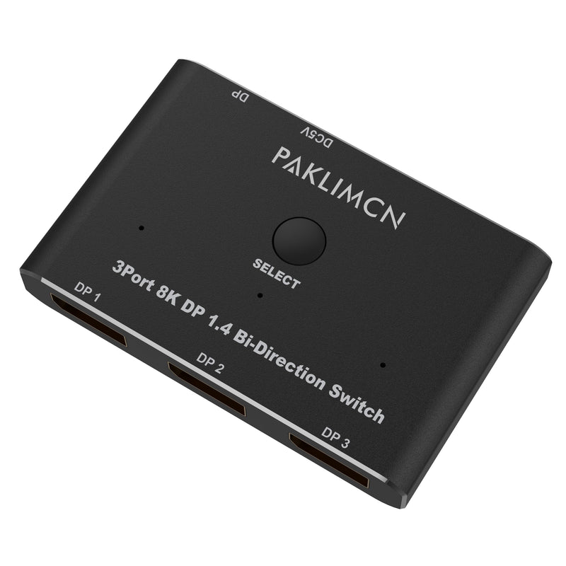 DisplayPort Switch 8K60Hz Display Port 1.4 switcher Box DP 4K@144Hz Bi-Directional 3in1out Switcher, 1 in 3 Out for Switching Video Signals Between Two Screens for one Computer (3 in 1) 3 IN 1