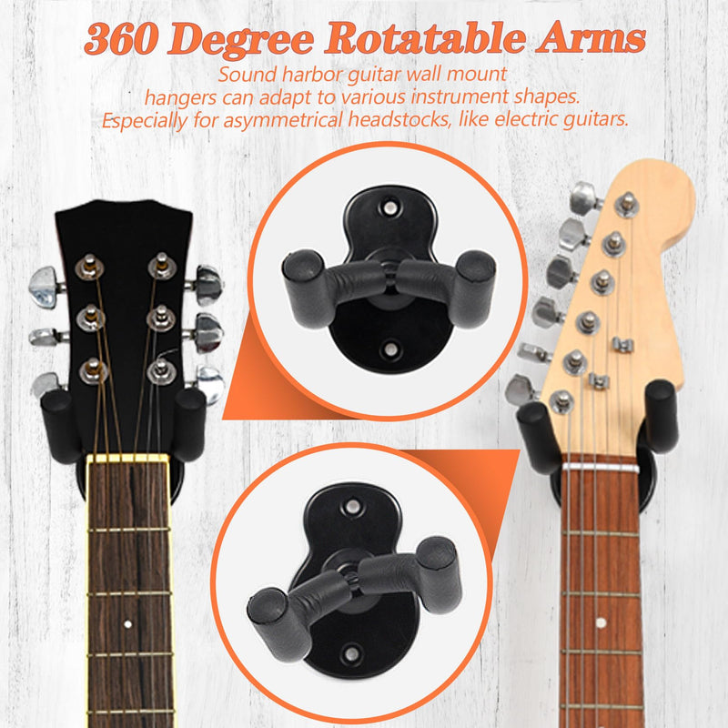 [AUSTRALIA] - Sound harbor Guitar Wall Mount 5 Pack Wall Hangers for for Acoustic Electric Bass Guitar and More 5Pack Hanger 