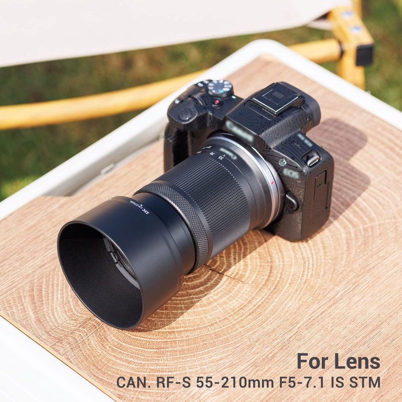 JJC Lens Hood for Canon RF-S 55-210mm F5-7.1 is STM on R50 R100, Reversible Lens Shade Replace Canon ET-60B Lens Hood, Compatible with 55mm Filters and Lens Cap Replace ET-60B