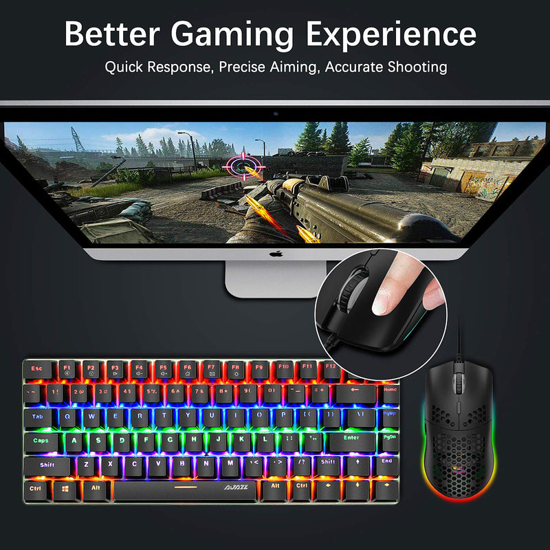Lightweight Gaming Mouse,26 Kinds RGB Backlit Mice,PixArt 3325 12000 DPI Mouse,Ultralight Honeycomb Shell Ultraweave Cable Mouse and Anti-Key Can Be Set for PC Gamers and Xbox and PS4 Users(Black) Black RGB