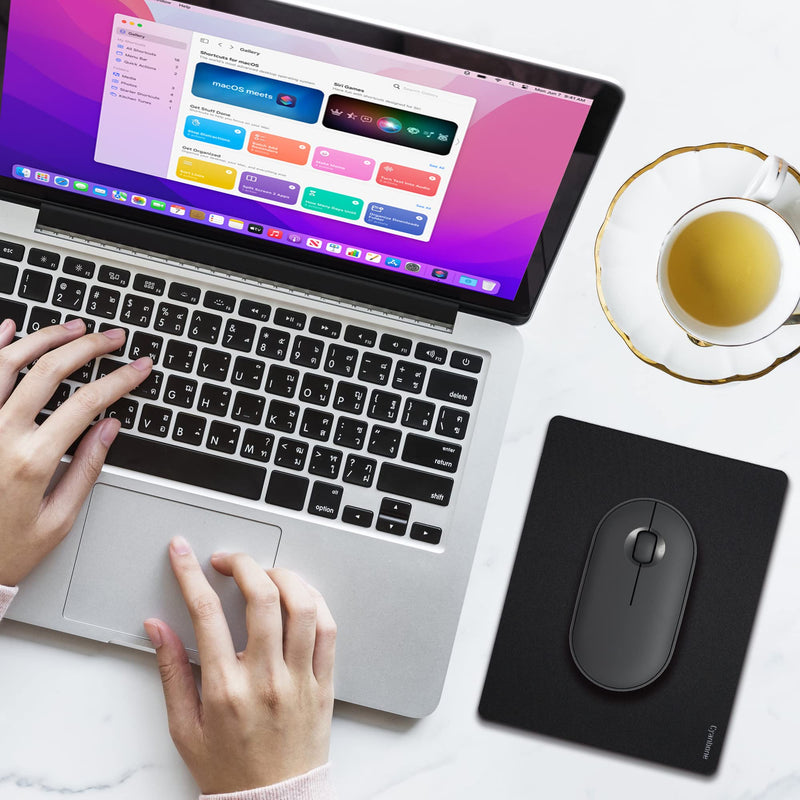 Cyanbone Mini Mouse Pad Small Size, Portable Mouse Pad for Laptop Waterproof - 5.5x7 in, Cute Travel Mousepad Black with Non Slip Rubber Base for Wireless Mouse 1 Pack-5.5"x7"