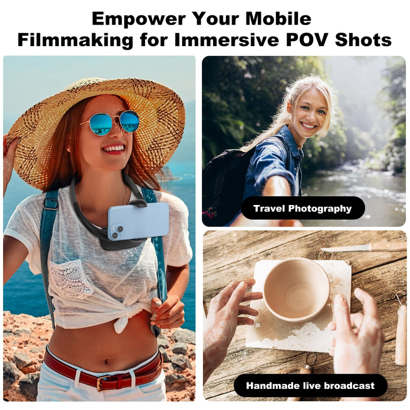 [AUSTRALIA] - Cell Phone Stand, Neck Cell Phone Holder, Hand Free Flexible Gooseneck Phone Holder for Bed, Neck Phone Holder POV/Vlog Selfie Mount, Universal Multi-Functional Phone Stand for 4.7''-6.7'' Phone 