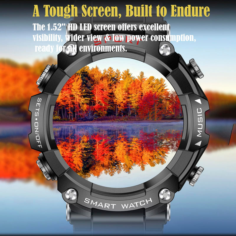 Smart Watch with Earbuds (Answer/Make Calls), 1.52" Sport Watches for Men Women, Fitness Watch Support Bluetooth/Local Music/110 Sport Modes+, SmartWatch Compatible with iPhone Android, Blue