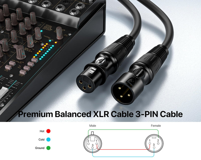 XLR Cables 3 Ft 10 Packs - Male to Female Microphone Cable with 3-Pin Balanced Shielded XLR Speaker Cables Mic Cable 3 Feet-10 Pack Black