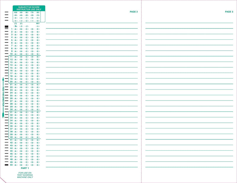 TEST-886E 886-E 100 Question Compatible Testing Forms (50 Sheet Pack)
