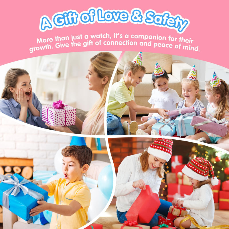 Kids Smart Watch 4G with GPS Tracker for Boys Girls, Smartwatch for Kids Vioce Video Call SOS for Children 4-12 Bithday Gift Pink