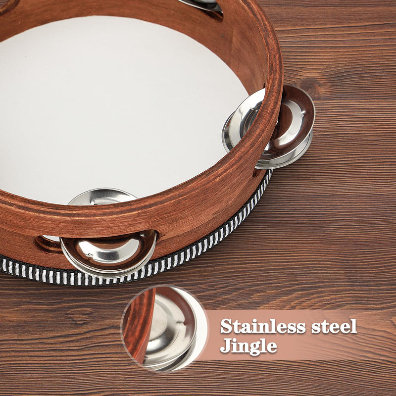 [AUSTRALIA] - Tambourine, Tambourines for Kids, 6 Inches Wooden Hand Held Percussion Tambourine with Storage Bag, Tambourines Musical Instrument for Church, Wedding, Party, Dance, Photo Shoot 6" 