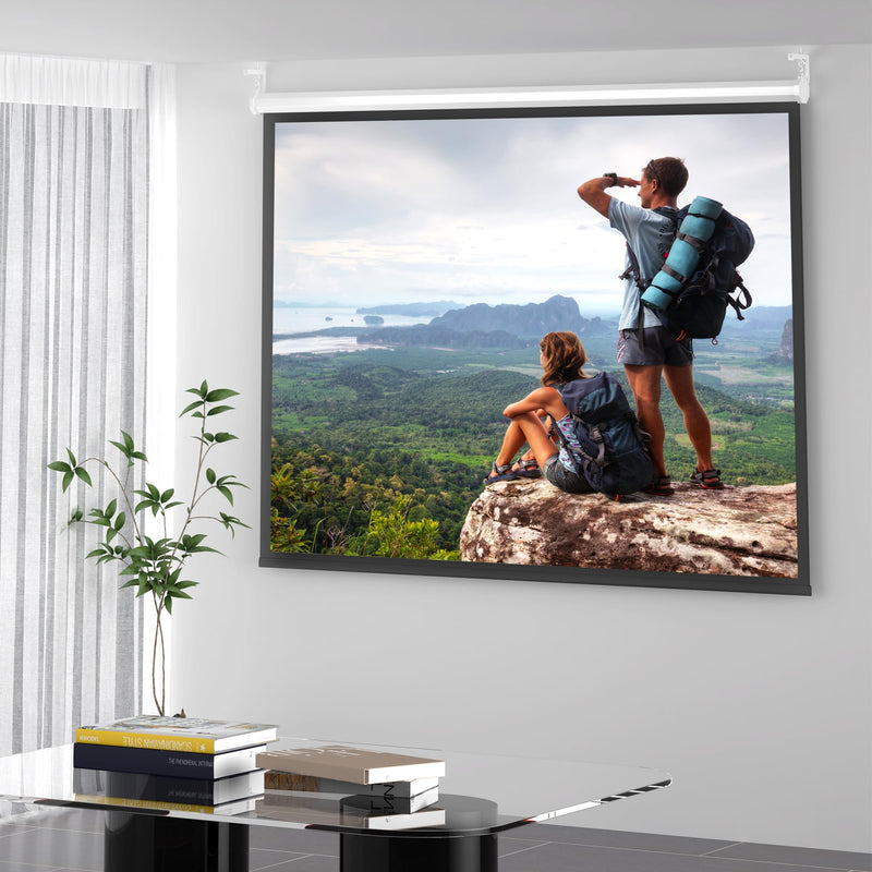 Universal Projector Screen Wall Mount L-Brackets Hanging Ceiling Mount, 6 inch Adjustable Extension with Hook for Home Projector and Movie Screens, Hold up to 66 lbs, White PRL003W