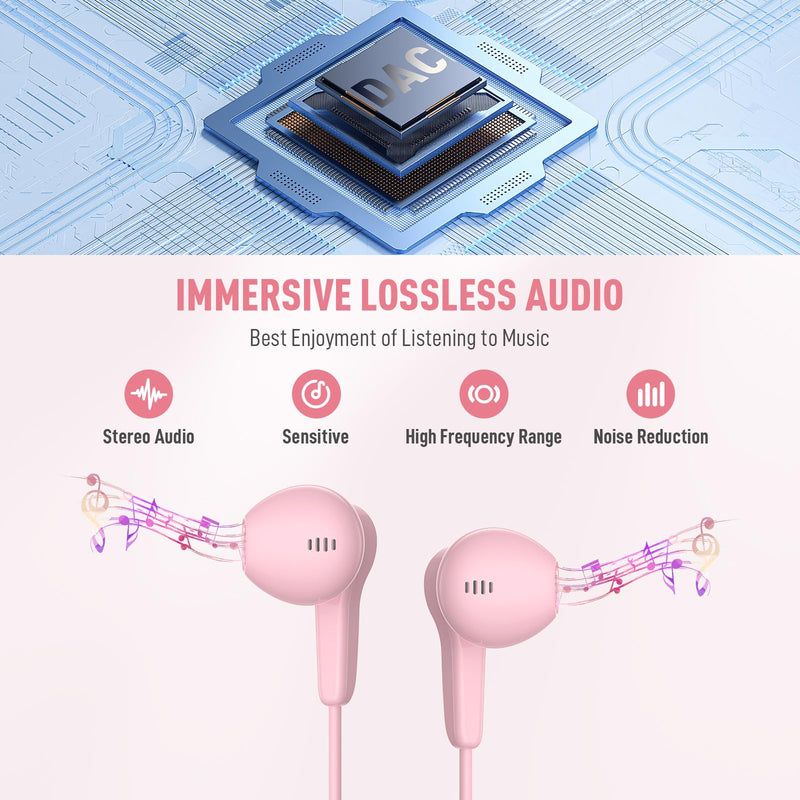 USB C Headphones for iPhone 15 Pro Max Plus iPad Air, Type C Earphones with Mic HiFi Stereo Magnetic USBC Wired Earbuds for Samsung Galaxy S24 Ultra A35 S23 Fe S22+ Flip Fold 5 Pixel 8A 8 7 Pro, Pink