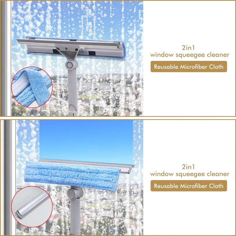 [AUSTRALIA] - New Spong 2-in-1 Multi-Purpose Glass Cleaning Squeegee Wiper Dual Side Blade Rubber & Sponge 10” with Extendable Handle 