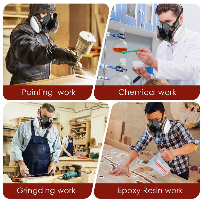 [AUSTRALIA] - ANUNU Chemical Face Shield with Filter and Glasses for Painting, Dust, Epoxy, Paint Black 