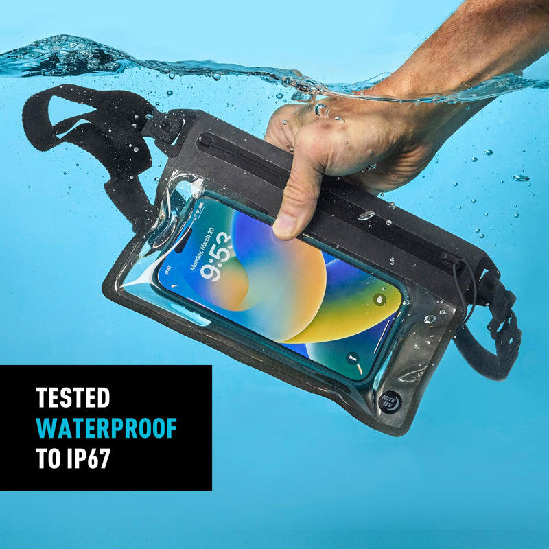 Nite Ize RunOff Waterproof Phone Belt Pouch - Adjustable Waterproof Belt Pouch for Phones & Other Essentials - Clear & Touchscreen-Friendly - Uses Silent TRU Zipper Technology Smooth Zipper
