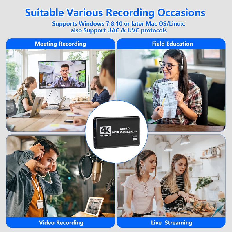[AUSTRALIA] - Capture Card Nintendo Switch, Video Capture Card, Game Capture Cards 4K 1080P 60FPS, HDMI to USB 3.0 Capture Cards for Streaming Work with PS4/PC/OBS/Camera 