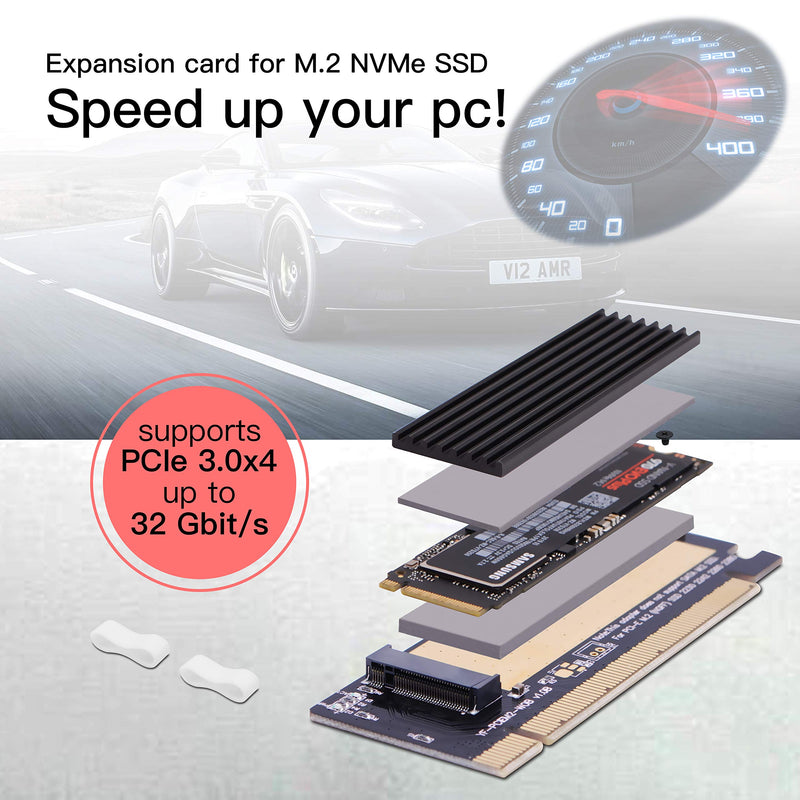 EZDIY-FAB NVME PCIe 4.0 Adapter, M.2 NVME SSD to PCI Express Adapter with Heat Sink, Only Support PCIe x16 Slot,Support M.2 SSD 2230 2242 2260 2280
