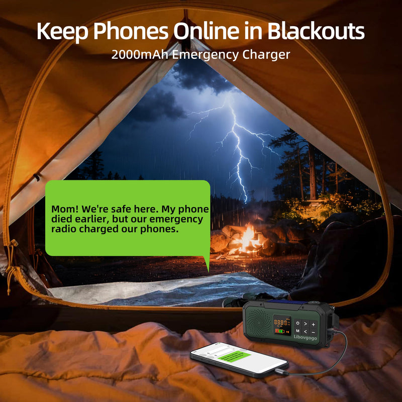 [AUSTRALIA] - Emergency Radio Waterproof Bluetooth Speaker,Portable Digital AM FM Radio with 2000mAH Cell Phone Charger,Flashlight,Hand Crank NOAA Weather Radio with Solar Panel,Emergency Survival Kit (Deep Green) Deep Green 