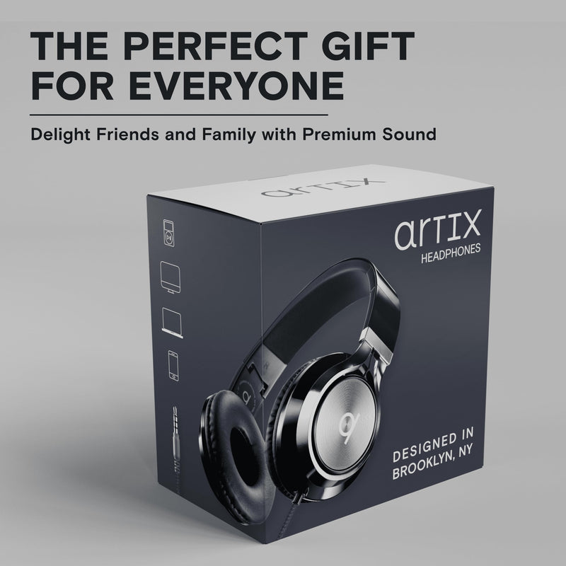 [AUSTRALIA] - ARTIX CL750 On-Ear Headphones Wired with Mic — Noise Isolating Plug in Headphones, Computer Headphones with Microphone, Headphones for Laptop, Headphones Corded, Headphones with Cord (Aux Jack 3.5mm) Black 