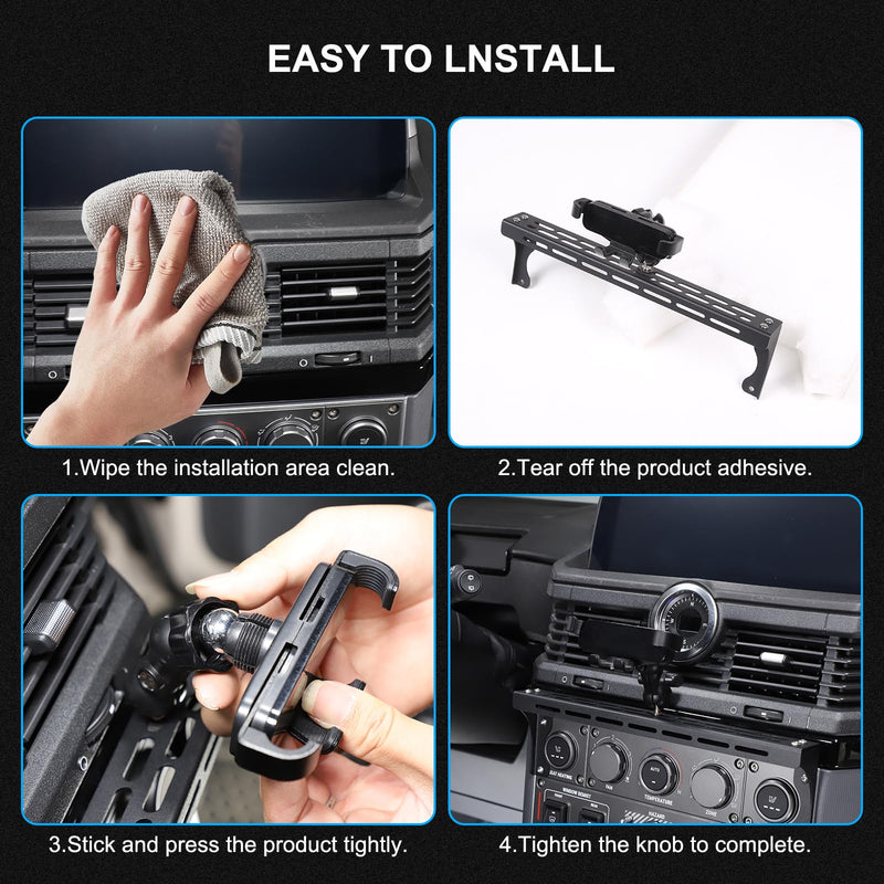 Compatible with INEOS Grenadier 2020-2024 Car Phone Mount and Walkie Talkie Mount Stand Set, Centre Console Multifunctional Track Mobile Phone Holder Expansion Platform (Style B) Style B