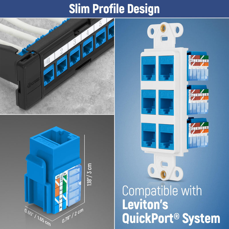 Everest Media Solutions Bundle – 2 Items: easyJACK - Speed Termination Tool + 20 Pack of RJ45 CAT5e UTP Keystone Jacks - Blue