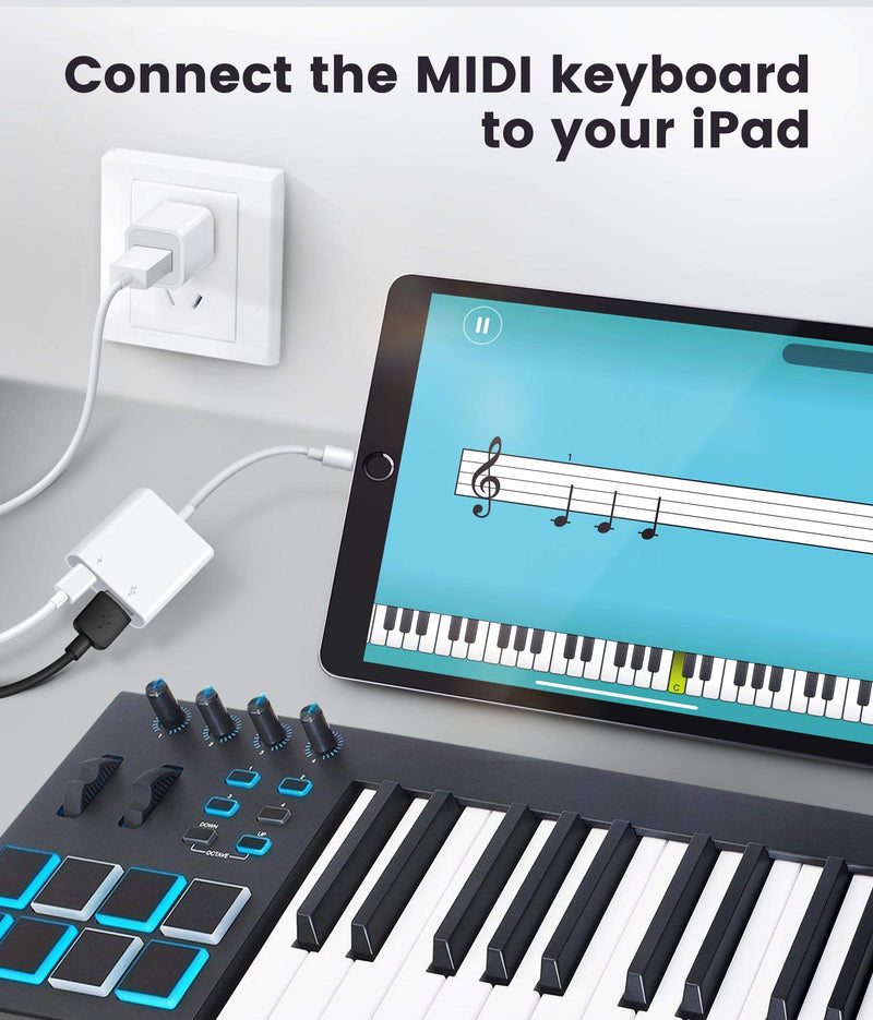USB Adapter for iPhone/iPad,Fubiaofei LᎥghtnᎥng to USB Female OTG Adpater,USB3 to iPad Adapter with Charging Port,Supports FlashDrives,MIDI,SD Card Reader and Mouse,Plug&Play