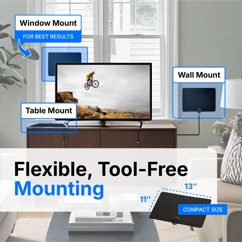 [AUSTRALIA] - Channel Master FLATenna - Indoor Digital HDTV Antenna, 12' Coaxial Cable, Superior Reception Range & Signal Reliability, Supports 4K Smart TVs, OTA Broadcast & NextGen TV, Easy Install Non Amplified 