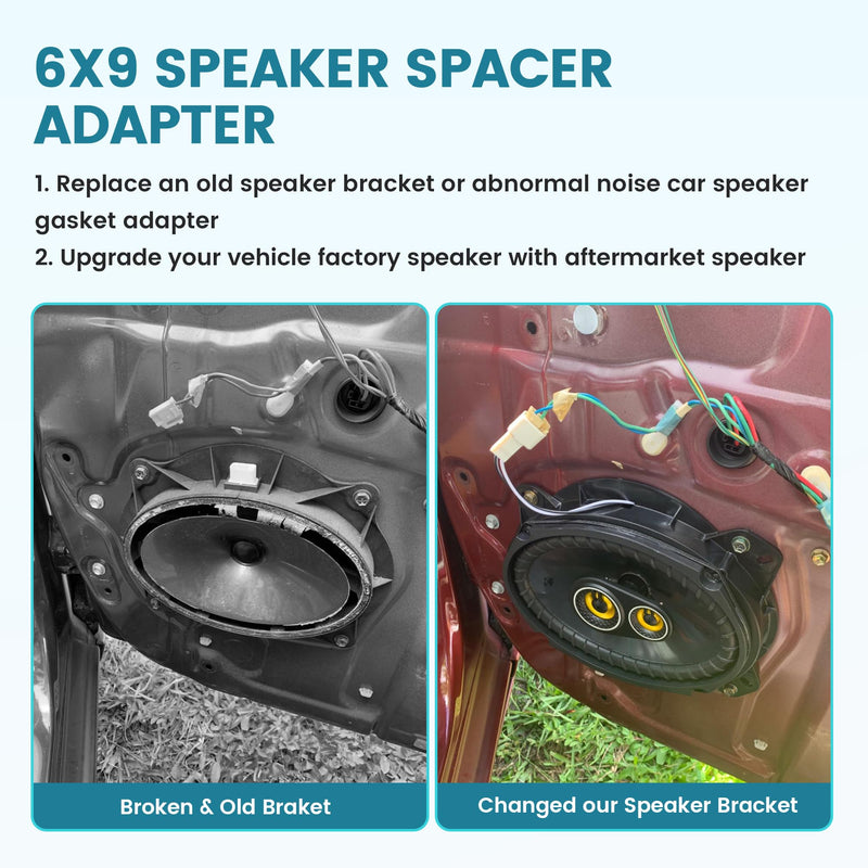 6×9 Inch Front Door Speaker Spacer Bracket Adapter for Select 2003-2014 Toyota Camry/Avalon/ 4Runner Lexus Gx/Rx, 6×9” Speaker Ring Adapter Solid Plastic Aftermarket Speaker Adapter