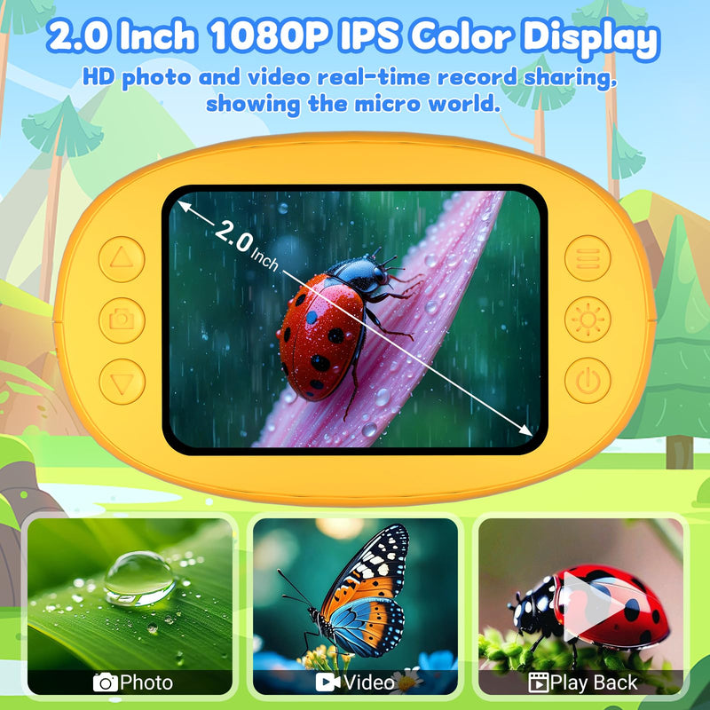 1000X Handheld Microscope for Kids: Pocket Digital Microscope with 1080P&2.0''IPS Screen&Photo/Video - Portable Edu Science Kits for Girls Boys - STEM Toys Birthday Gifts Ages 3-6 6-12(Orange) Orange
