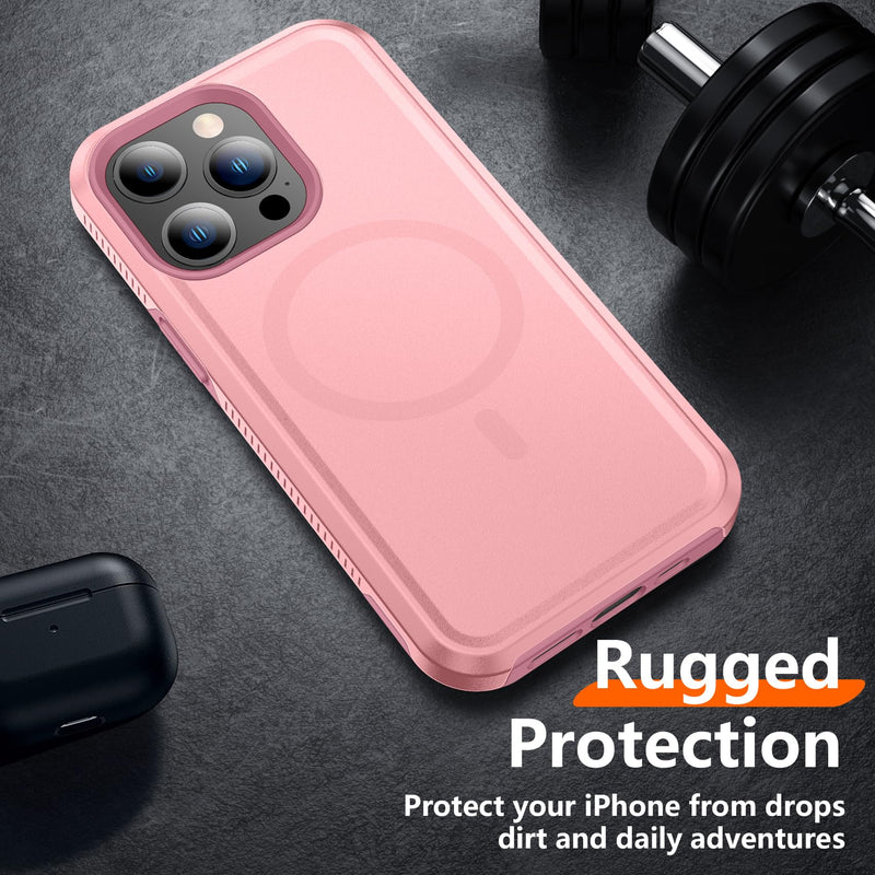Red2Fire Strong Magnetic for iPhone 12 Pro Max Case, [Compatible with MagSafe] [Tempered Glass Screen Protector + Camera Lens Protector] Heavy Duty Shockproof Protective Phone Case Cover (Pink) Pink-Mag