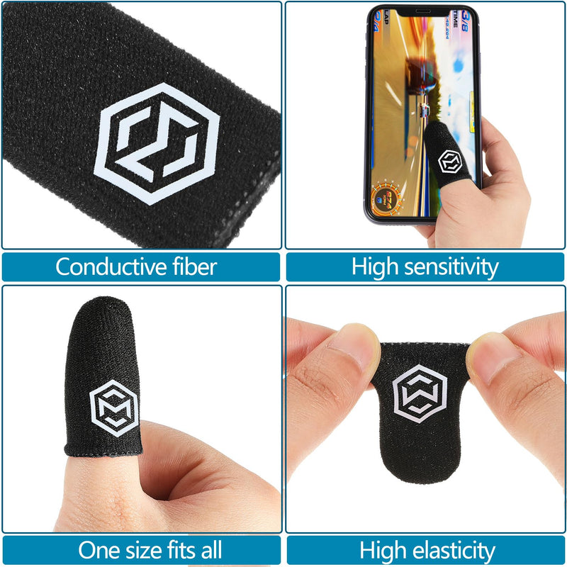 [AUSTRALIA] - Jiuguva 120 Pcs Gaming Finger Sleeves with Pattern for Mobile Game Controllers Finger Sleeve for Gaming Anti Sweat Game Controller Thumb Sleeve Breathable Finger Covers Touchscreen (Black) Black 
