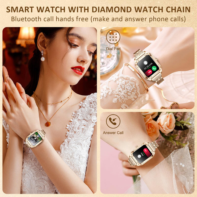 Smart Watches for Women,1.83"&1.59" HD Watch with Calls and Messages/Heart Rate/Sleep/Female Cycle,Fitness Tracker Smartwatch for Android/iOS Compatible,Pink/Silver