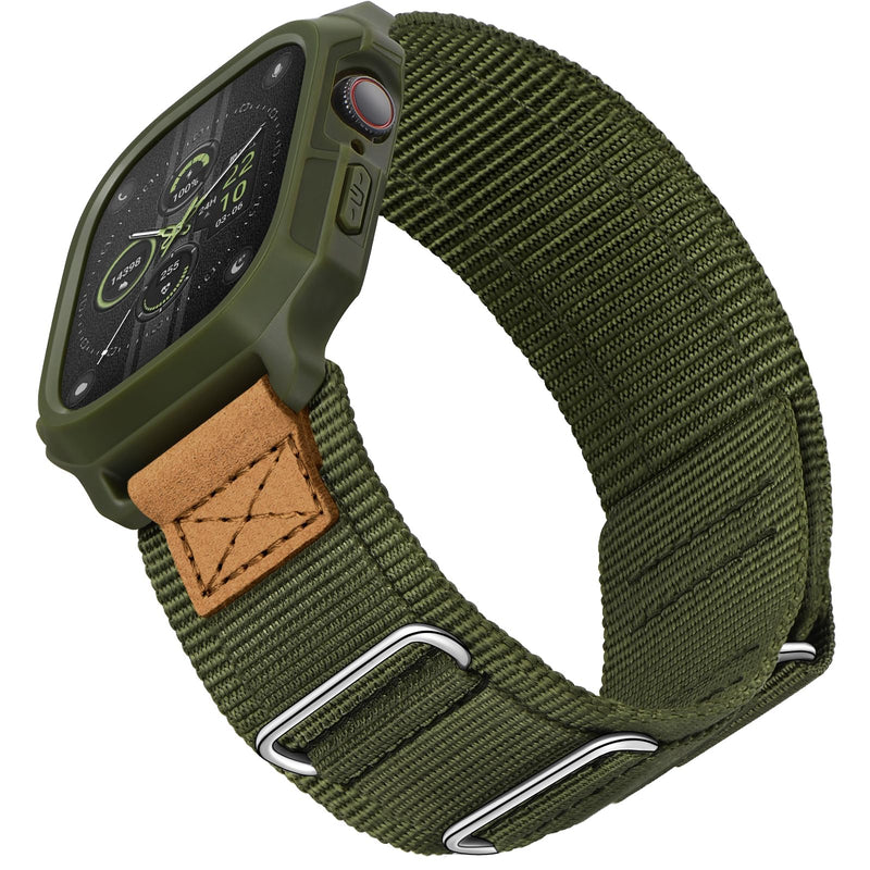 Bundle of the Three buckles Apple Watch Band (Army green/Brown)