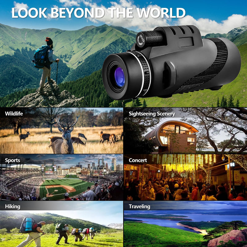 40X60 Monoculars, High Power BAK4 Prism Monoculars for Adults,Monocular Telescope for Stargazing,Bird Watching with Phone Holder & Tripod Ripple