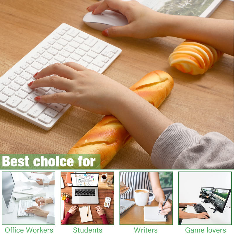 2 Pieces Keyboard Mouse Wrist Rest Pad Wrist Rest Support Funny Desk Wrist Pad Toast Bread Keyboard Rest Cute Wrist Cushion for Keyboard Typing (13.4 x 2.2 x 1.6/ 5.9 x 1.6 x 2.4 Inch, Mixed Style) 13.4 x 2.2 x 1.6/ 5.9 x 1.6 x 2.4 Inch