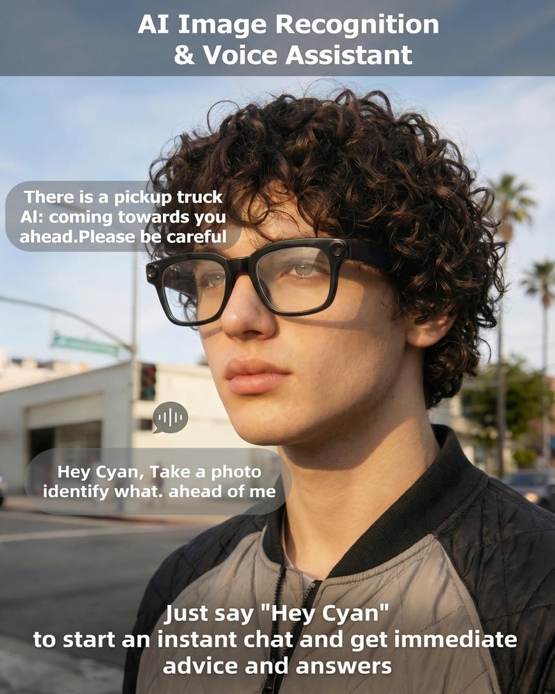 AI Smart Glasses with Camera and Audio for Travel & Meetings | 4K HD Video Recording, 8MP Camera, AI Voice, Real-Time Translation, Photochromic Lenses, IP65 Waterproof