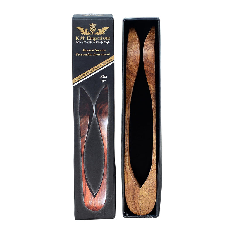 Musical Spoons Percussion Instrument, Handcrafted from Premium Rosewood, Traditional Irish Celtic Folk Sound - 9" Long, Gift for All Ages