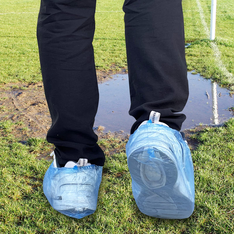 Gvolatee Pack of 100 Disposable Blue Non-Slip Waterproof Plastic Shoe Covers Non-Slip, Universal Size Overshoes, Dustproof Shoe Cover for Medicine, Construction, Garden, Factory