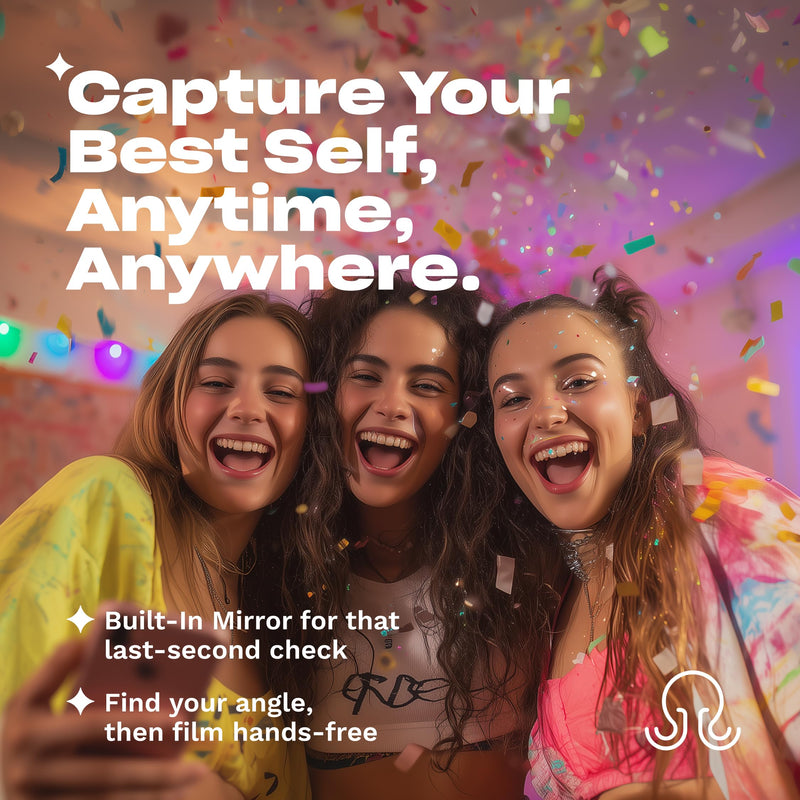 OCTOBUDDY Mirror - OG Suction Cup Phone Mount - White | Silicone Suction Grip Mobile Holder with Built-In Mirror - Hands-Free Selfies and Videos - Content Creator Accesory
