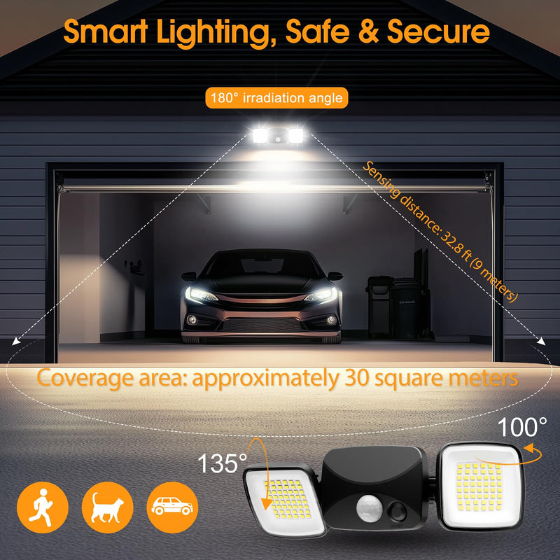 Motion Sensor Outdoor Lights, Rechargeable Battery Operated Outdoor Lights, USB Charging, Wireless Lights, No Solar, High Brightness for Garage, Yard & Entryway, Black 2-Pack (Small Size)